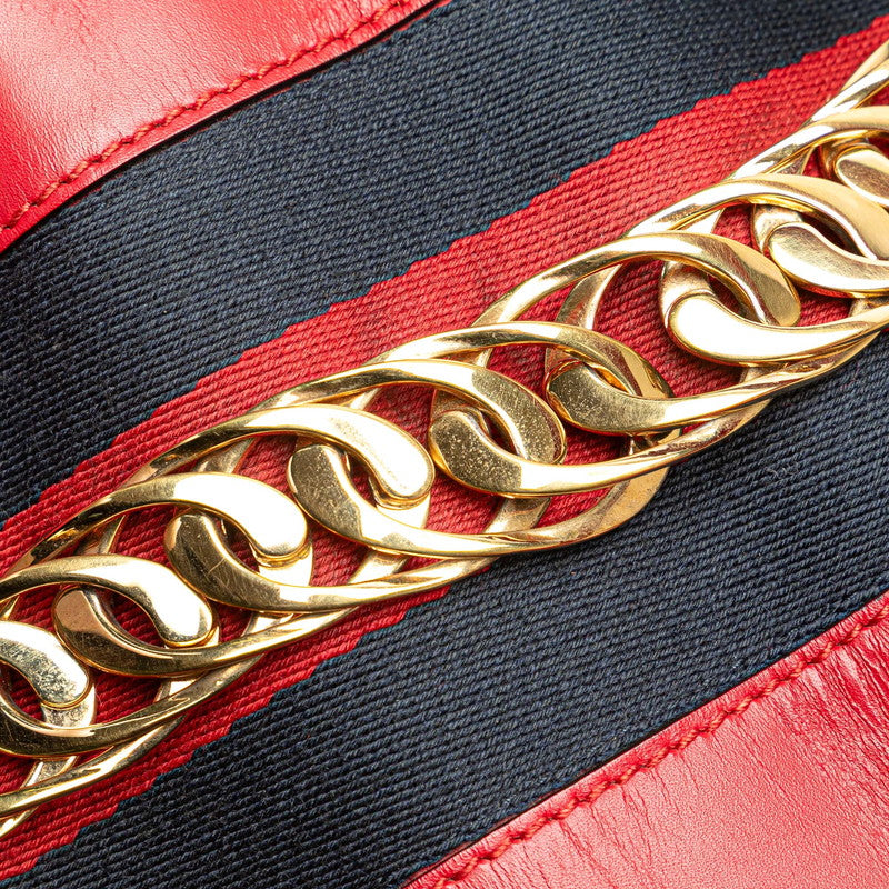 グッチ シルヴィ シェリーライン ハンドバッグ ショルダーバッグ 2WAY 431665 レッド レザー レディース GUCCI 【中古】