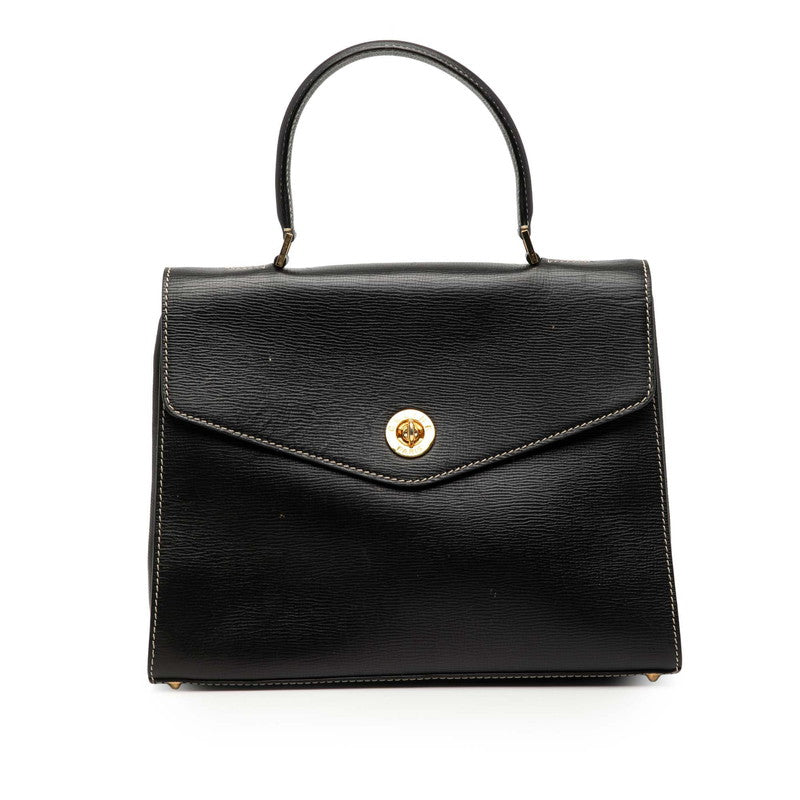 セリーヌ ロゴ ハンドバッグ ブラック レザー レディース CELINE 【中古】