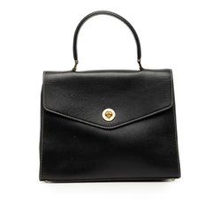 セリーヌ ロゴ ハンドバッグ ブラック レザー レディース CELINE 【中古】