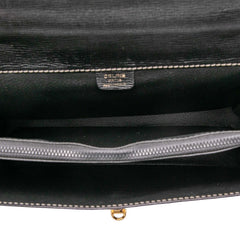 セリーヌ ロゴ ハンドバッグ ブラック レザー レディース CELINE 【中古】