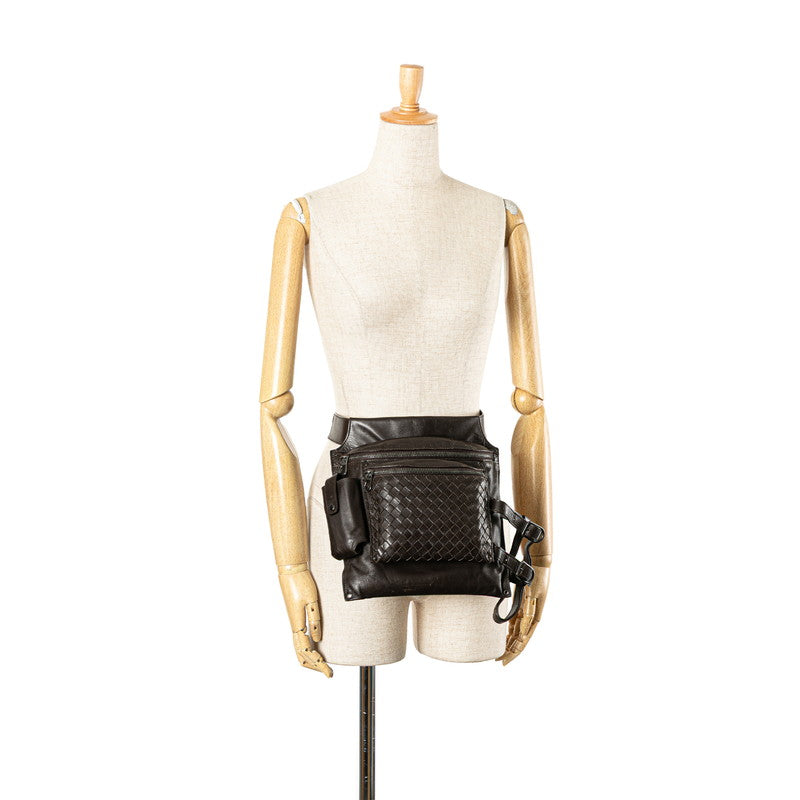 ボッテガヴェネタ イントレチャート ボディバッグ ウエストバッグ ブラウン レザー レディース BOTTEGAVENETA 【中古】