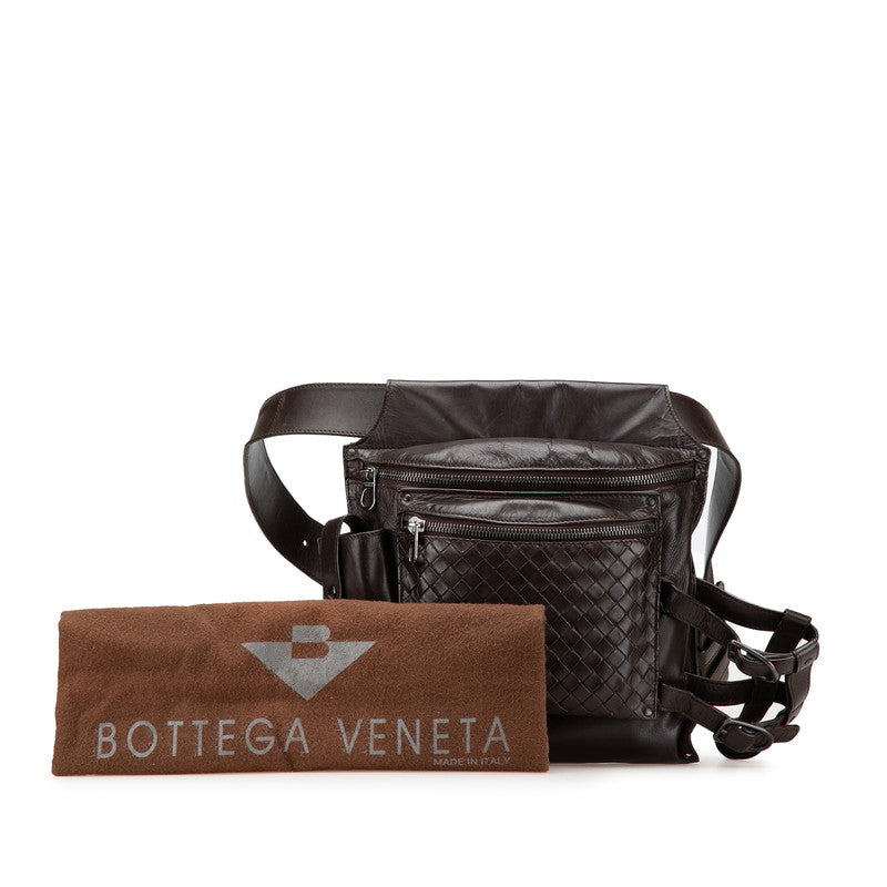 ボッテガヴェネタ イントレチャート ボディバッグ ウエストバッグ ブラウン レザー レディース BOTTEGAVENETA 【中古】