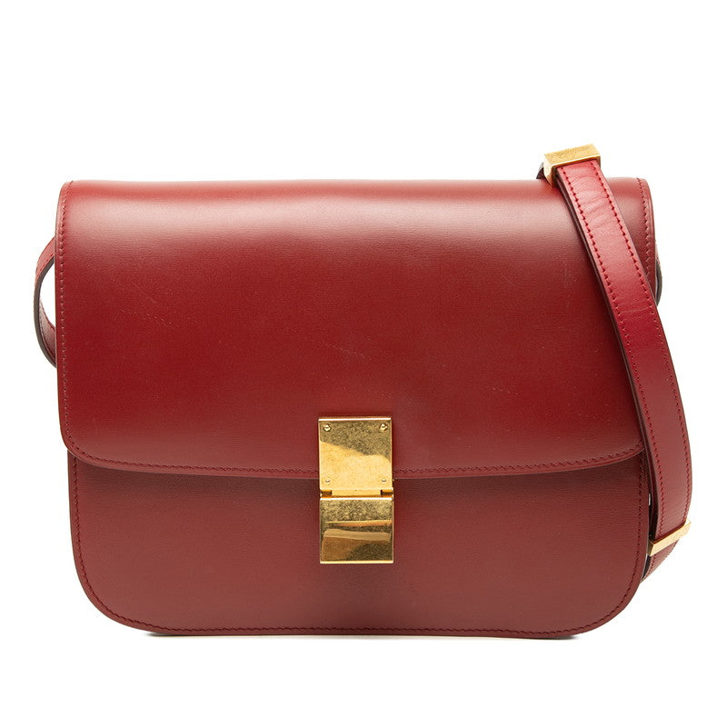 セリーヌ クラシックボックス ショルダーバッグ レッド レザー レディース CELINE 中古
