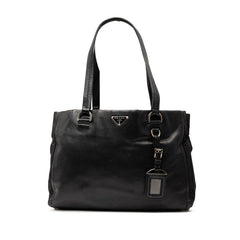プラダ 三角ロゴプレート トートバッグ BR2692 ブラック レザー ナイロン レディース PRADA 【中古】