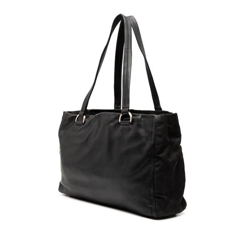 プラダ 三角ロゴプレート トートバッグ BR2692 ブラック レザー ナイロン レディース PRADA 【中古】