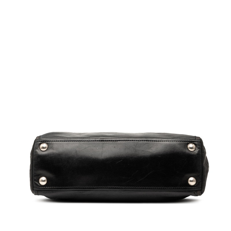 プラダ 三角ロゴプレート トートバッグ BR2692 ブラック レザー ナイロン レディース PRADA 【中古】