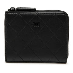 シャネル ココマーク マトラッセ コインケース コンパクトウォレット L字ファスナー AP3997 ソーブラック レザー レディース CHANEL 【中古】