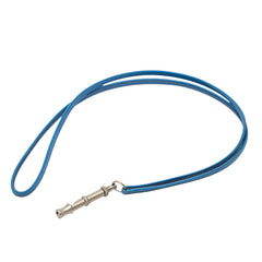 エルメス シフレ 犬笛 ドッグホイッスル ペンダントトップ ネックレス シルバー ブルー メタル レザー レディース HERMES 【中古】