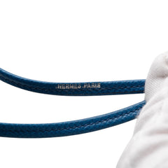 エルメス シフレ 犬笛 ドッグホイッスル ペンダントトップ ネックレス シルバー ブルー メタル レザー レディース HERMES 【中古】