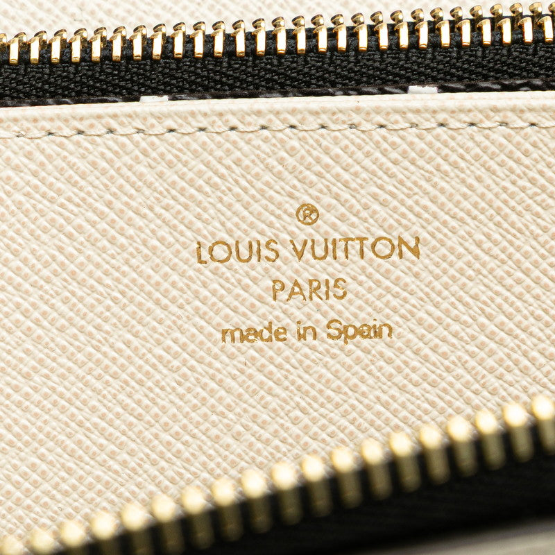 ルイ ヴィトン モノグラム ジャングル ジッピーウォレット 長財布 M44745 ホワイト ブラック レザー レディース LOUIS VUITTON 【中古】