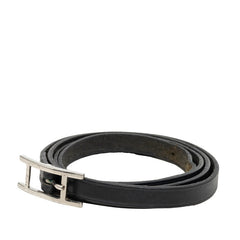 エルメス アピ3 ブレスレット ロング ブラック シルバー レザー レディース HERMES 中古