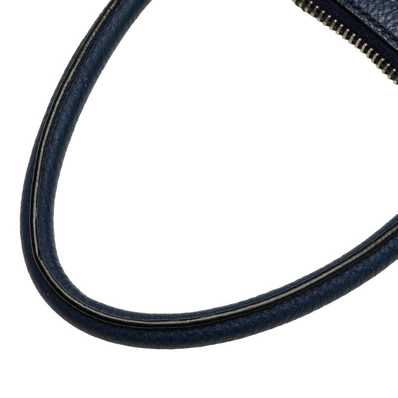 プラダ 三角ロゴプレート ハンドバッグ トートバッグ ブルー レザー レディース PRADA 【中古】
