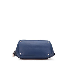 プラダ 三角ロゴプレート ハンドバッグ トートバッグ ブルー レザー レディース PRADA 【中古】