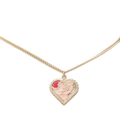 シャネル ココマーク ハートモチーフ チェーン ペンダント ネックレス ゴールド ピンク系 メッキ レディース CHANEL 【中古】