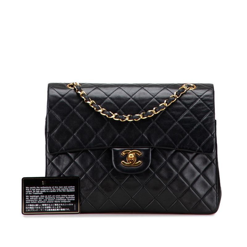 シャネル マトラッセ ココマーク ダブルフラップ チェーン ショルダーバッグ ブラック ラムスキン レディース CHANEL 【中古】