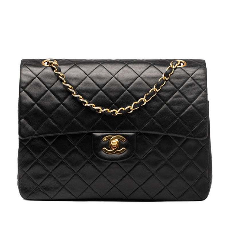 シャネル マトラッセ ココマーク ダブルフラップ チェーン ショルダーバッグ ブラック ラムスキン レディース CHANEL 【中古】