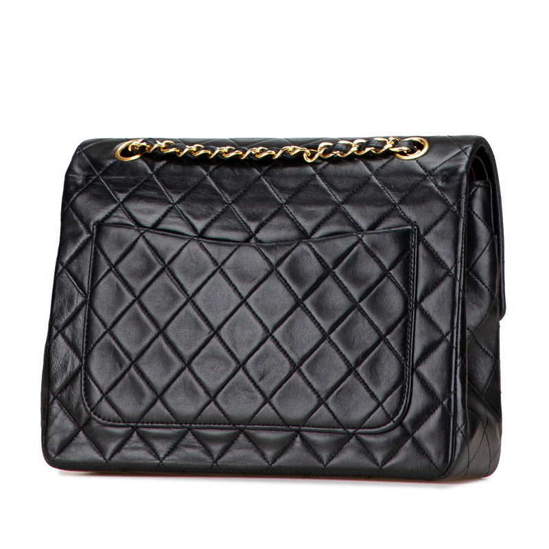 シャネル マトラッセ ココマーク ダブルフラップ チェーン ショルダーバッグ ブラック ラムスキン レディース CHANEL 【中古】