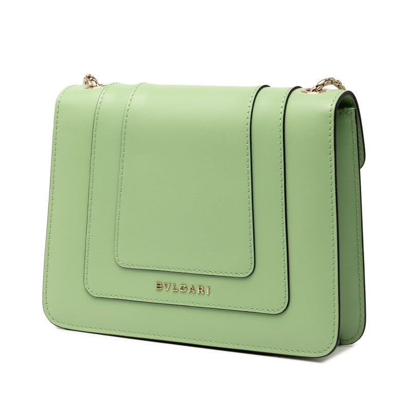 ブルガリ セルペンティ フォーエバー チェーン ショルダーバッグ ライトグリーン レザー レディース BVLGARI 【中古】