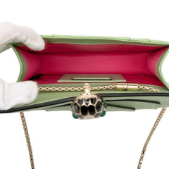 ブルガリ セルペンティ フォーエバー チェーン ショルダーバッグ ライトグリーン レザー レディース BVLGARI 【中古】