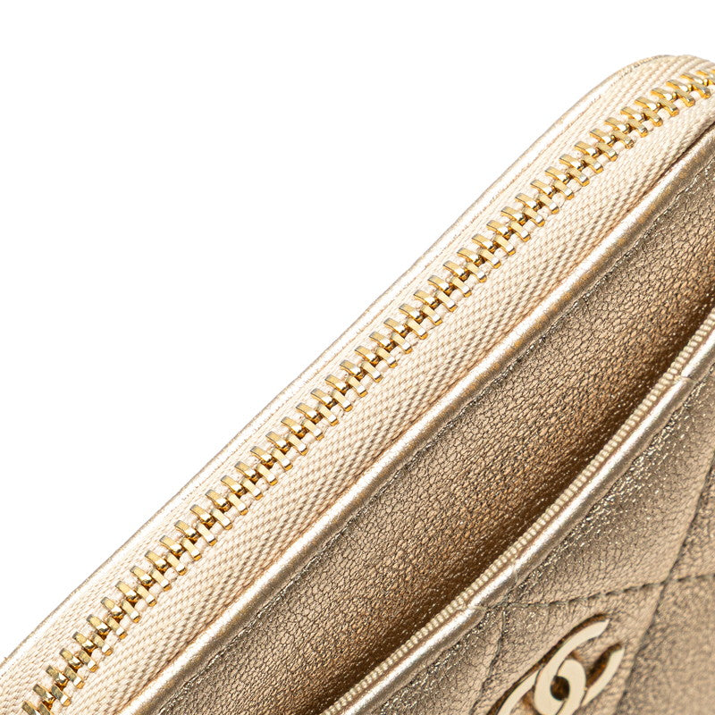 シャネル マトラッセ ココマーク コインケース ゴールド レザー レディース CHANEL 【中古】