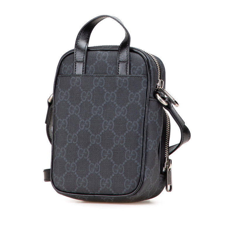 グッチ GGスプリーム インターロッキングG ショルダーバッグ 672952 ブラック PVC レザー レディース GUCCI 【中古】