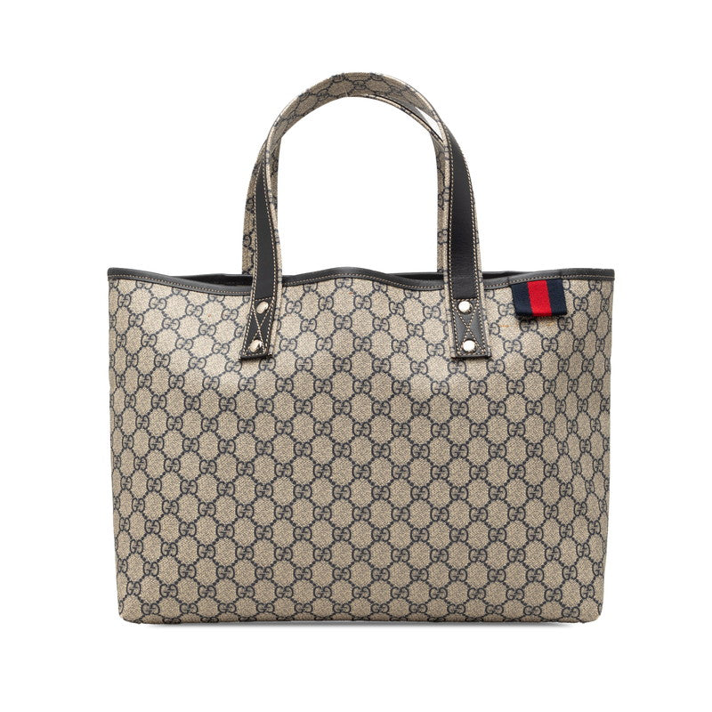 グッチ GGスプリーム シェリーライン トートバッグ ショルダーバッグ 211134 ベージュ ブラウン PVC レザー レディース GUCCI 【中古】