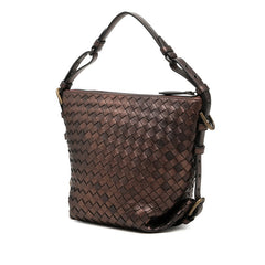 ボッテガヴェネタ イントレチャート ハンドバッグ ショルダーバッグ ブラウン レザー レディース BOTTEGAVENETA 中古