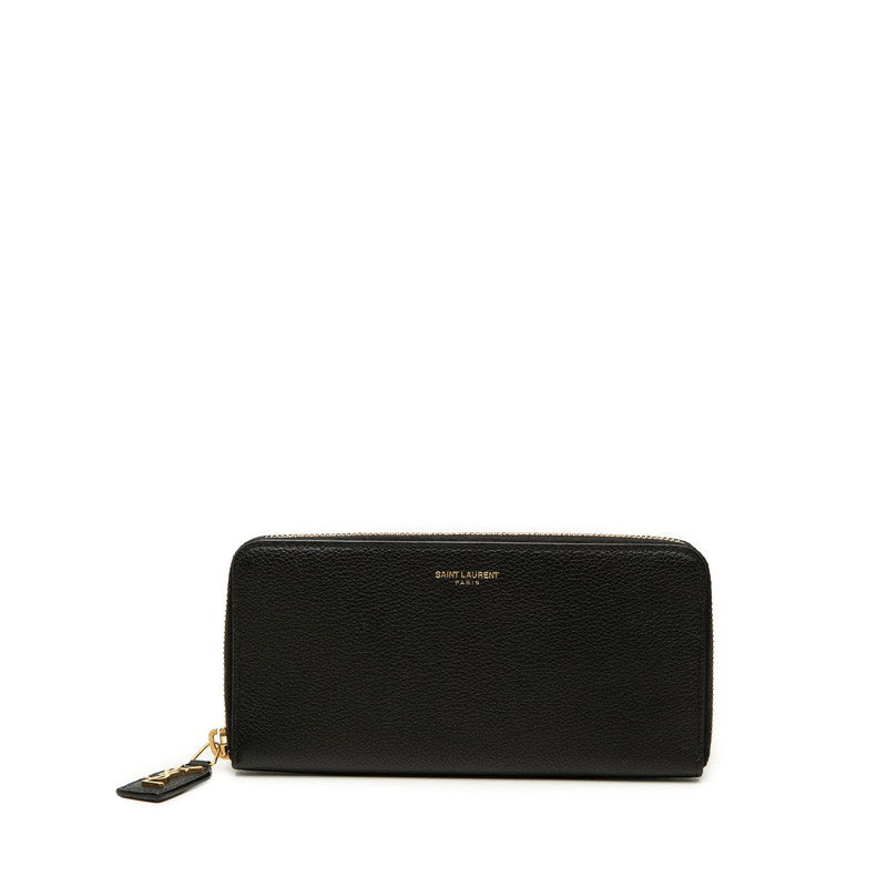 サンローラン ラウンドファスナー 長財布 603060 ブラック レザー レディース SAINT LAURENT 【中古】