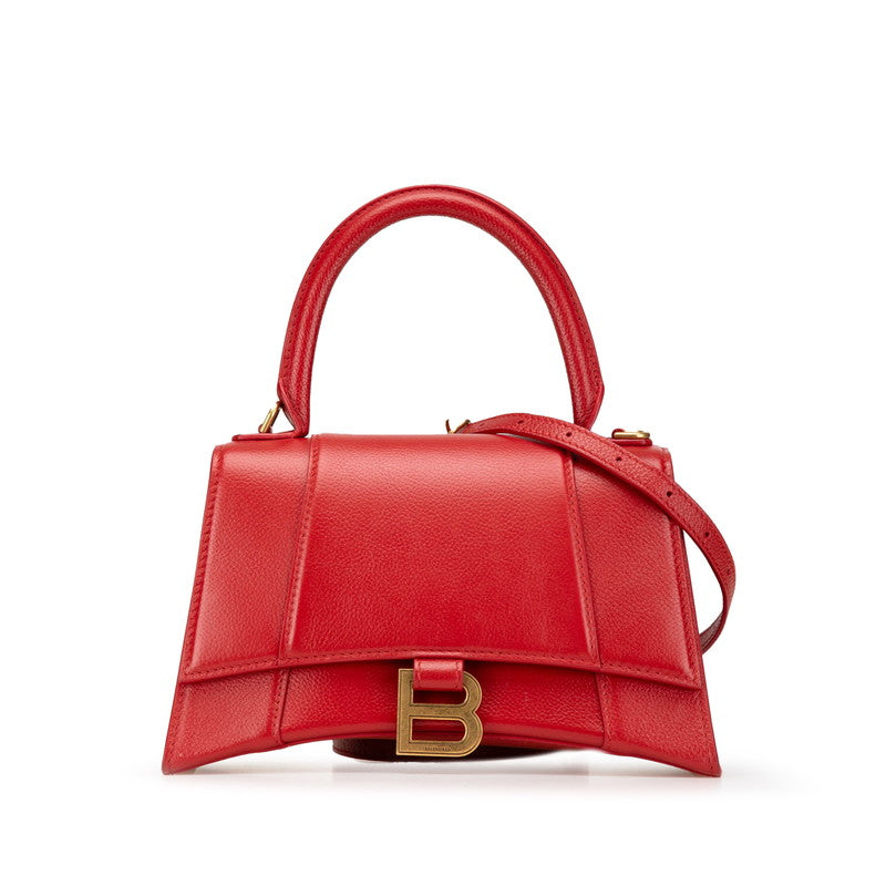 バレンシアガ アワーグラス ハンドバッグ ショルダーバッグ 2WAY 593546 レッド レザー レディース BALENCIAGA 【中古】