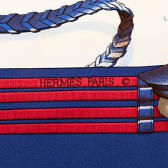 エルメス カレ90 JUMPING スカーフ ブルー マルチカラー シルク レディース HERMES 【中古】