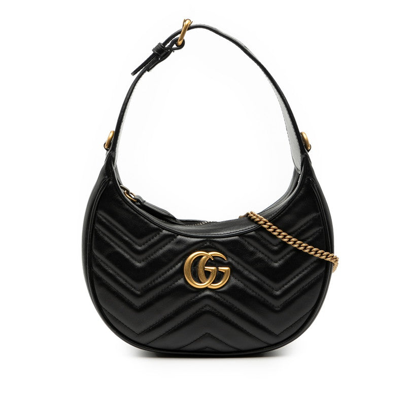 グッチ GGマーモント ハンドバッグ チェーン ワンショルダーバッグ 2WAY 699514 ブラック レザー レディース GUCCI 【中古】