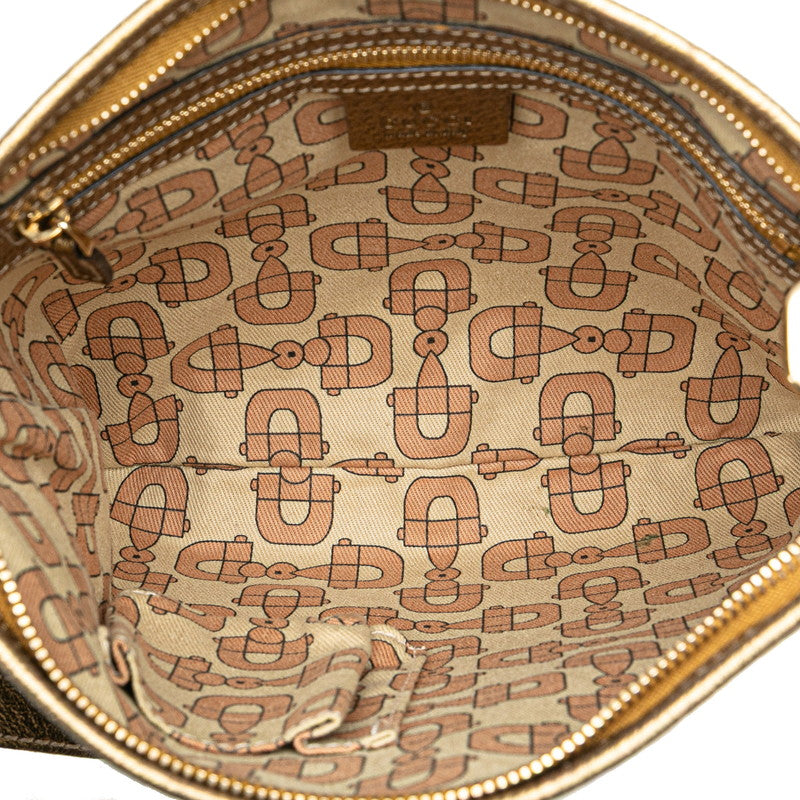 グッチ GGキャンバス 斜め掛け ショルダーバッグ 144388 ベージュ ゴールド キャンバス レザー レディース GUCCI 【中古】