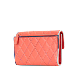 シャネル マトラッセ ココマーク 長財布 オレンジ ブルー ラムスキン レディース CHANEL 【中古】