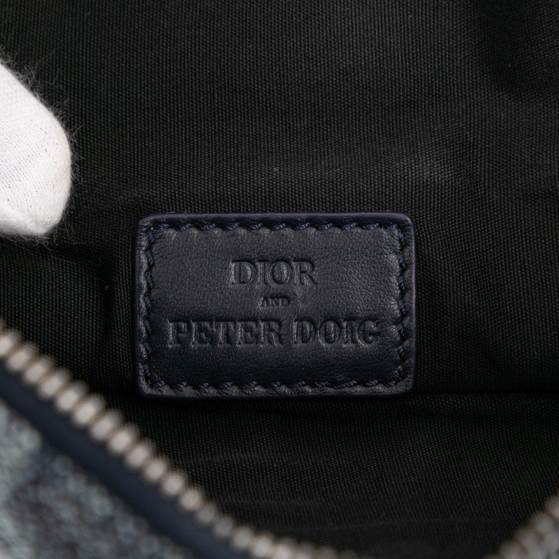 ディオール ×ピータードイグ サドル ショルダーバッグ ネイビー デニム レザー レディース Dior 【中古】