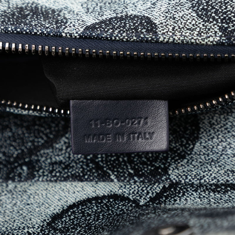 ディオール ×ピータードイグ サドル ショルダーバッグ ネイビー デニム レザー レディース Dior 【中古】