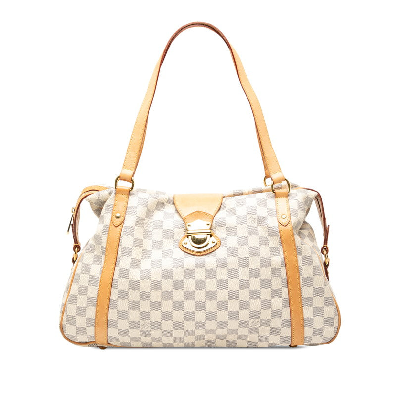 ルイ ヴィトン ダミエ アズール ストレーザGM ハンドバッグ トートバッグ N42221 ホワイト PVC レザー レディース LOUIS VUITTON 【中古】
