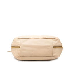 プラダ ロゴ ハンドバッグ トートバッグ BR4686 ベージュ レザー レディース PRADA 【中古】