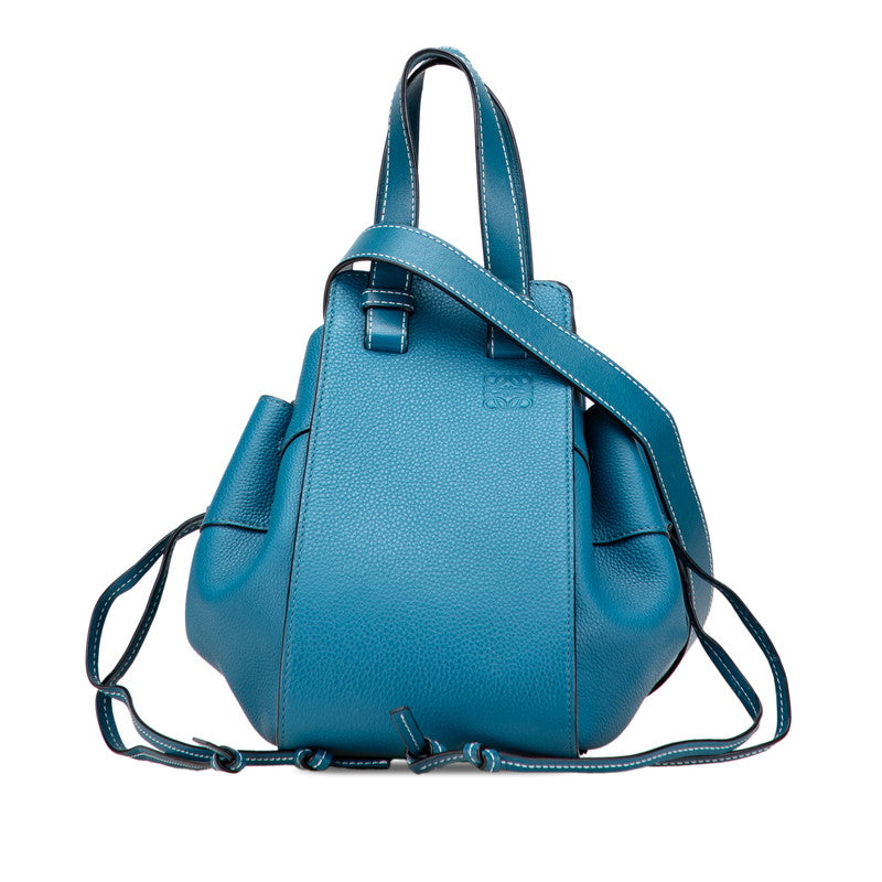ロエベ アナグラムロゴ ハンモック ミニ ハンドバッグ ショルダーバッグ 2WAY ブルー レザー レディース LOEWE 【中古】