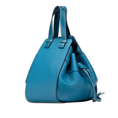 ロエベ アナグラムロゴ ハンモック ミニ ハンドバッグ ショルダーバッグ 2WAY ブルー レザー レディース LOEWE 【中古】