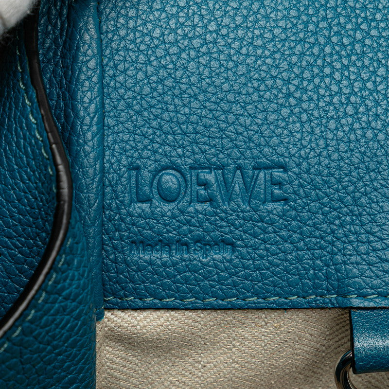 ロエベ アナグラムロゴ ハンモック ミニ ハンドバッグ ショルダーバッグ 2WAY ブルー レザー レディース LOEWE 【中古】
