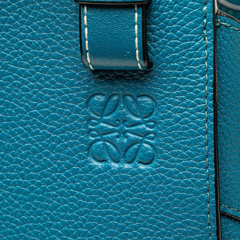 ロエベ アナグラムロゴ ハンモック ミニ ハンドバッグ ショルダーバッグ 2WAY ブルー レザー レディース LOEWE 【中古】