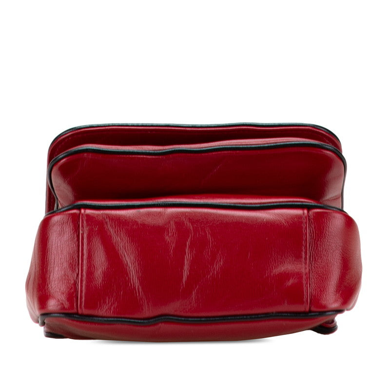 グッチ インターロッキングG チェーン ショルダーバッグ ハンドバッグ 576423 レッド ブラック レザー レディース GUCCI 【中古】