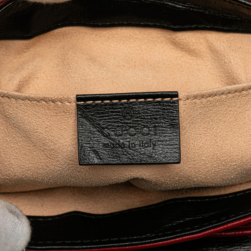 グッチ インターロッキングG チェーン ショルダーバッグ ハンドバッグ 576423 レッド ブラック レザー レディース GUCCI 【中古】