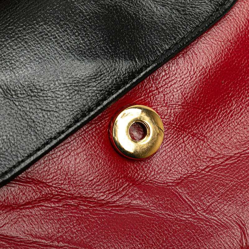 グッチ インターロッキングG チェーン ショルダーバッグ ハンドバッグ 576423 レッド ブラック レザー レディース GUCCI 【中古】