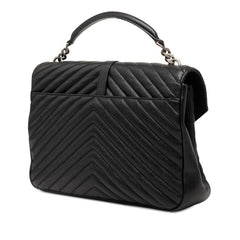 サンローラン YSLロゴ Vステッチ ハンドバッグ トップハンドル ショルダーバッグ 2WAY 487212 ブラック レザー レディース SAINT LAURENT 【中古】