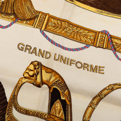 エルメス カレ90 GRAND UNIFORME グランドユニフォーム スカーフ 大判 ブルー系 マルチカラー シルク レディース HERMES 【中古】