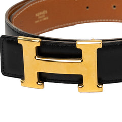 エルメス コンスタンスH ベルト サイズ70 □A 1997 ブラック ブラウン ボックスカーフ クシュベル レディース HERMES 【中古】