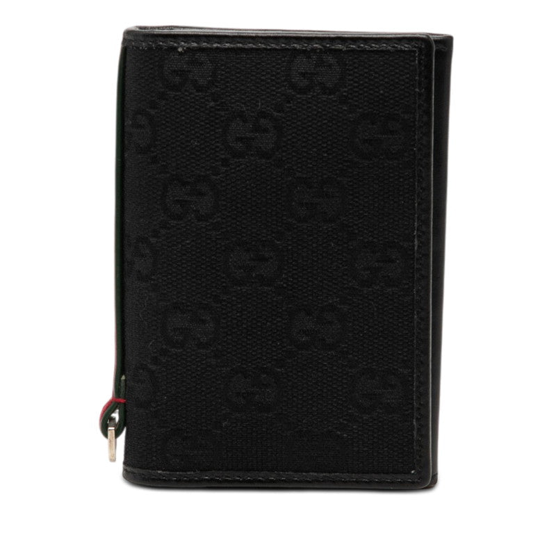 グッチ GGキャンバス カードケース 名刺入れ 131930 ブラック キャンバス レザー レディース GUCCI 【中古】