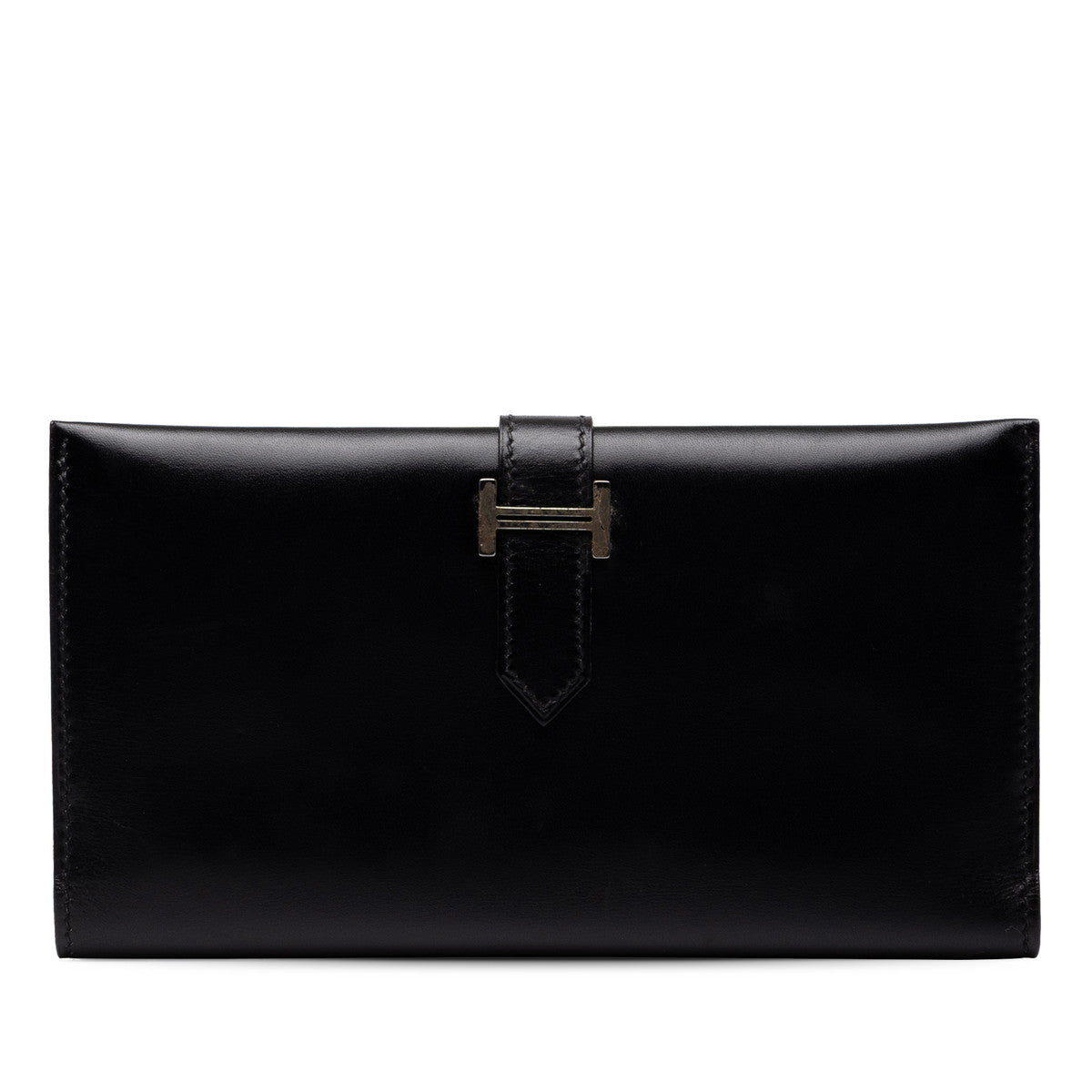 エルメス ベアン クラッシック 長財布 ブラック シルバー金具 ボックスカーフ レディース HERMES 中古
