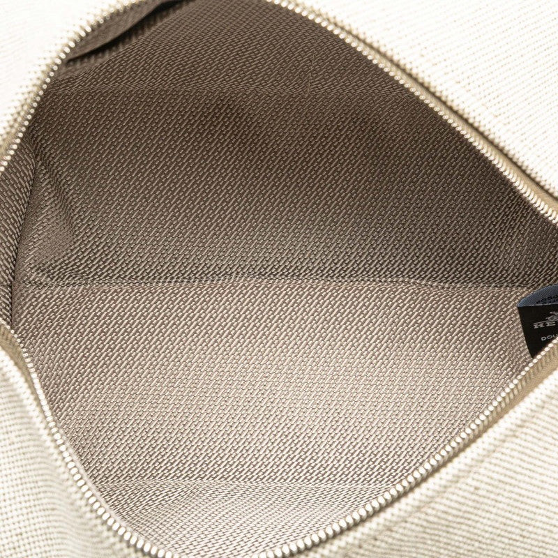 エルメス ブリッド ア ブラックPM ハンドバッグ ポーチ ベージュ ワインレッド キャンバス レディース HERMES 【中古】